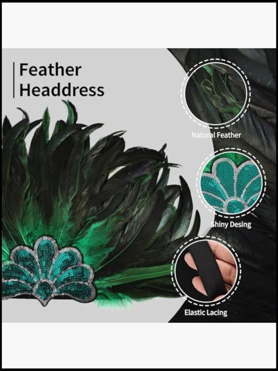 Feather Headpiece Showgirl Headdress 22in Carnival Mardi Gras Hair Accessory